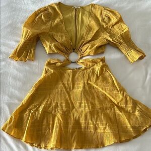 Tularosa Mustard Cut-Out Mini Dress